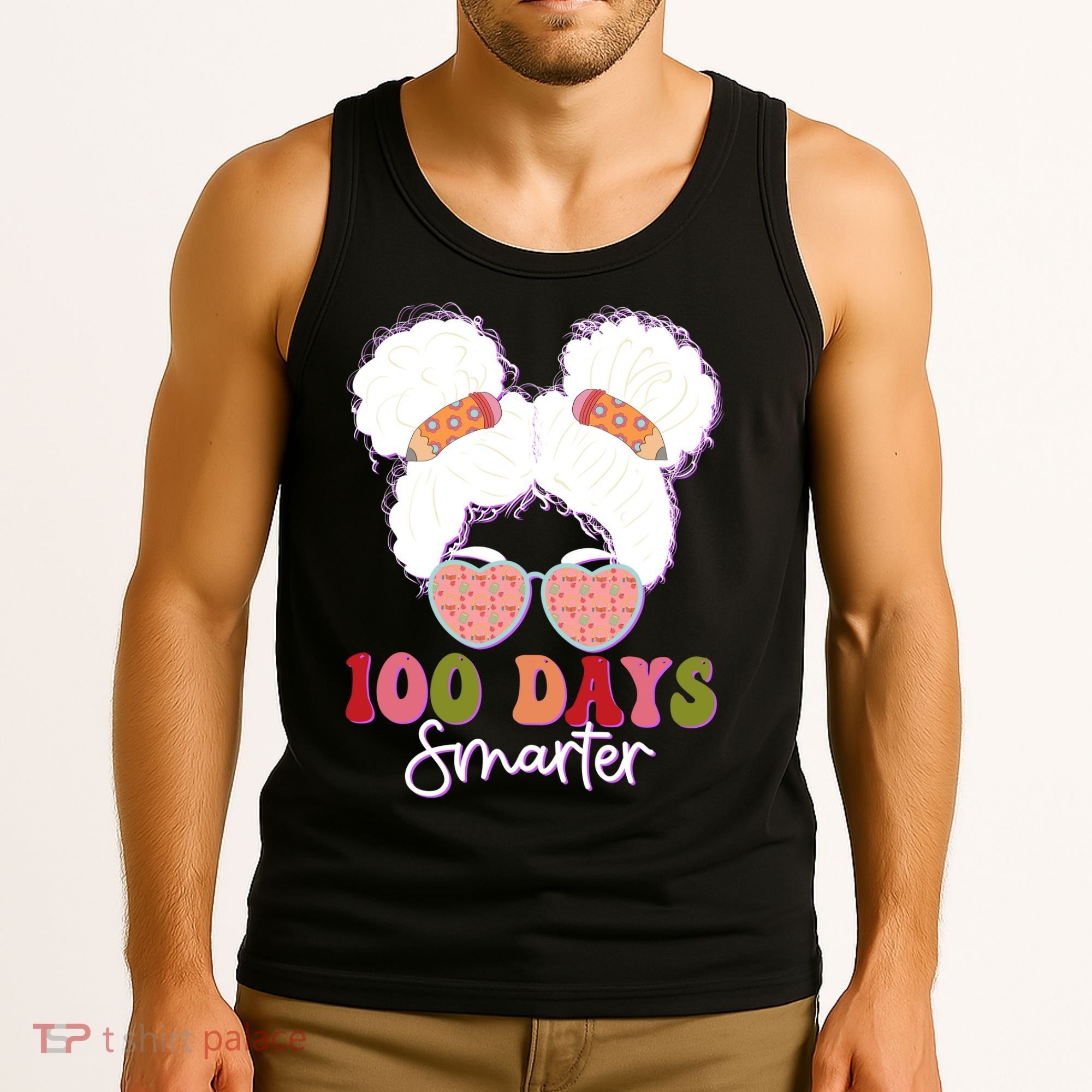 Cute 100 Days Smarter Afro Puff Girl Tank Top