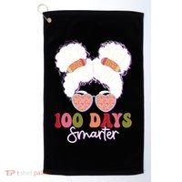 Cute 100 Days Smarter Afro Puff Girl Golf Towel thumb 0