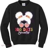 Cute 100 Days Smarter Afro Puff Girl Kids Sweatshirt thumb 0