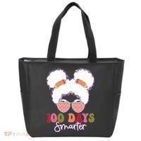Cute 100 Days Smarter Afro Puff Girl Tote Bag thumb 0