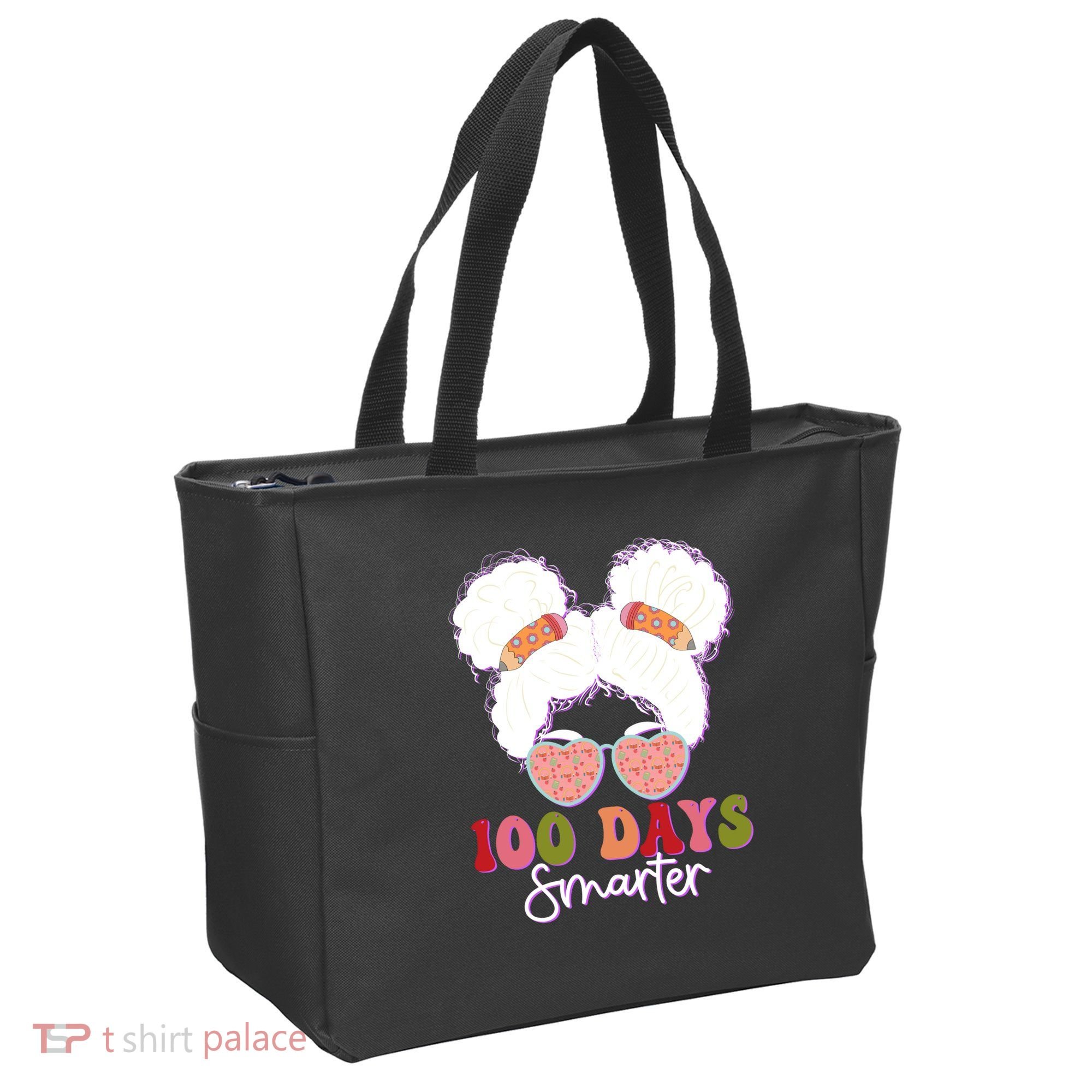 Cute 100 Days Smarter Afro Puff Girl Tote Bag