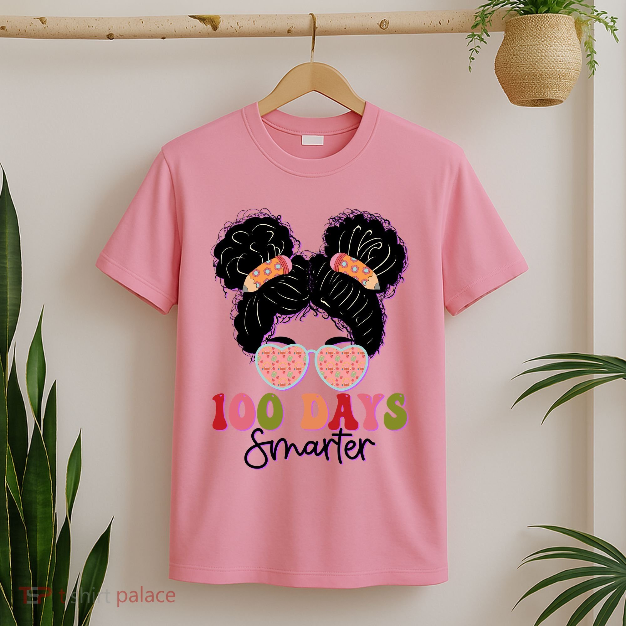 Cute 100 Days Smarter Afro Puff Girl T-Shirt