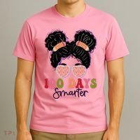 Cute 100 Days Smarter Afro Puff Girl T-Shirt thumb 3