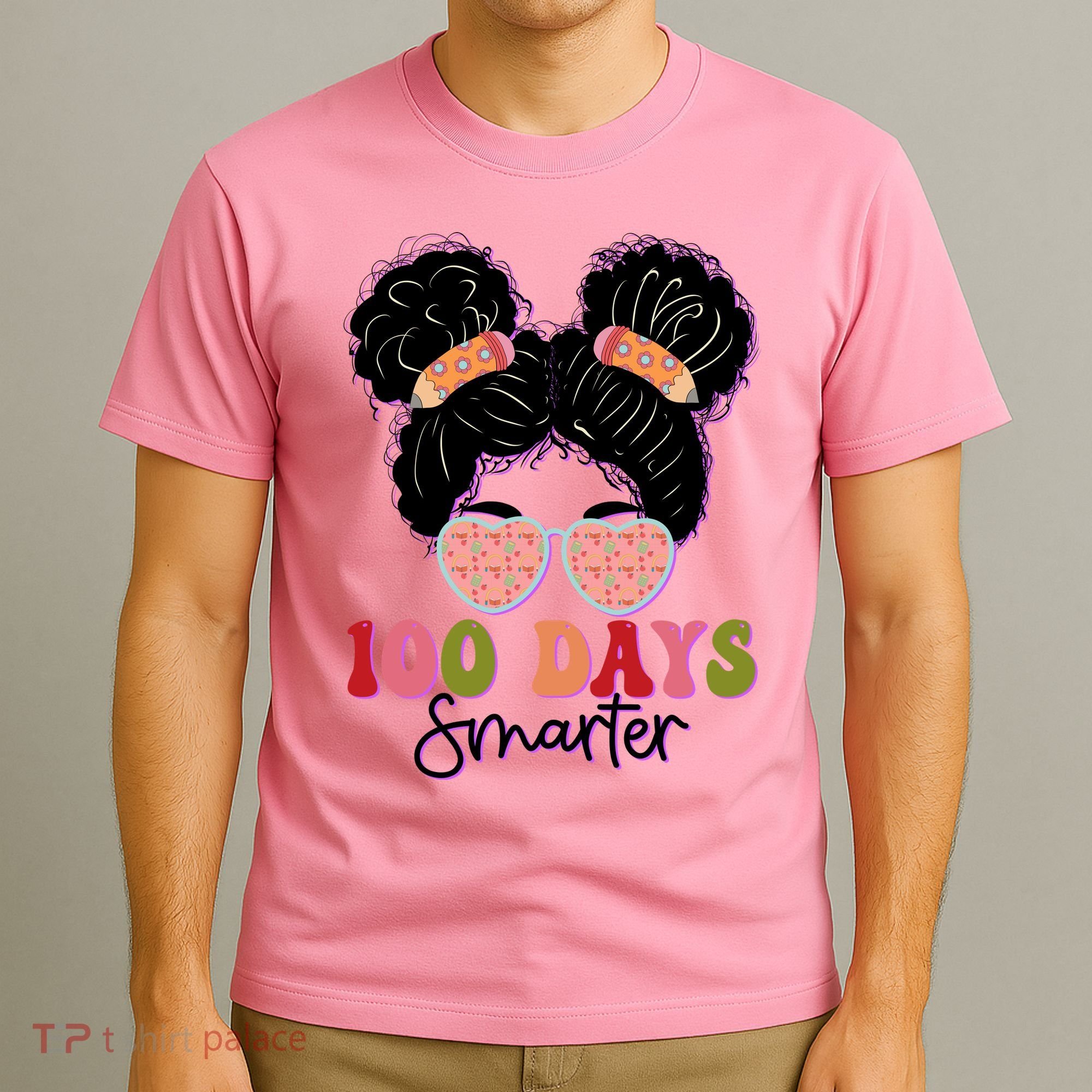 Cute 100 Days Smarter Afro Puff Girl T-Shirt