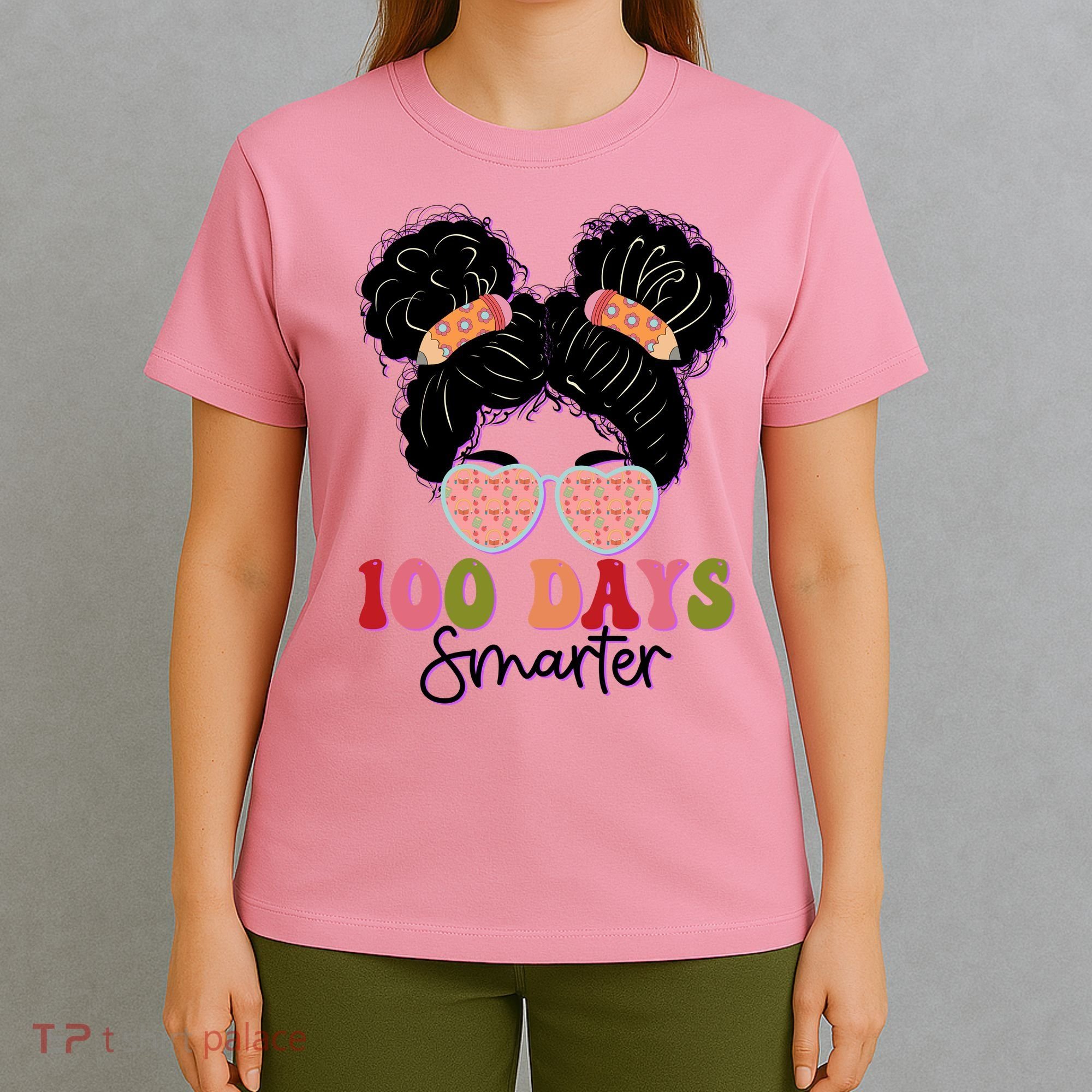 Cute 100 Days Smarter Afro Puff Girl T-Shirt