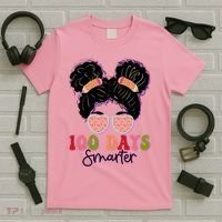 Cute 100 Days Smarter Afro Puff Girl T-Shirt thumb 5