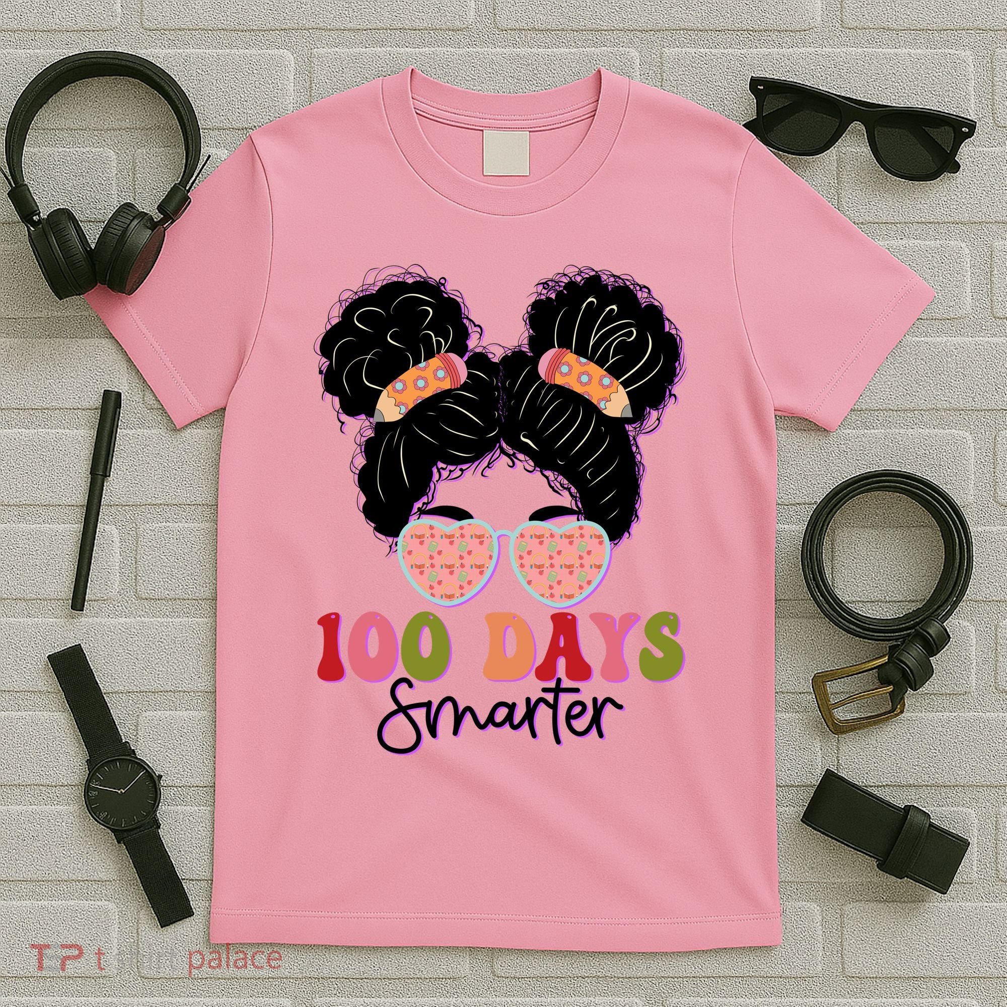 Cute 100 Days Smarter Afro Puff Girl T-Shirt