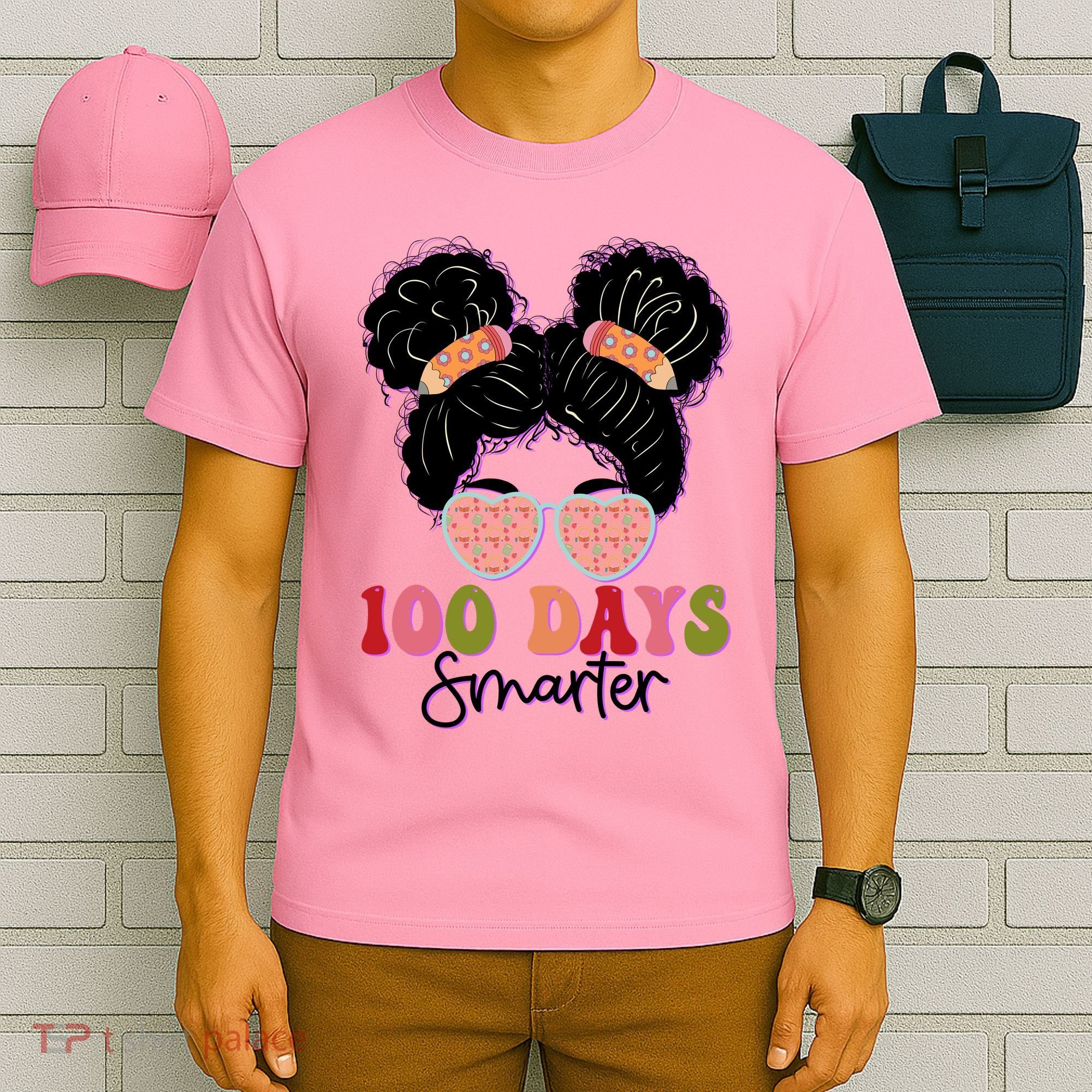 Cute 100 Days Smarter Afro Puff Girl T-Shirt