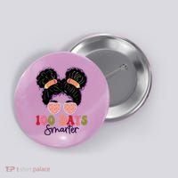 Cute 100 Days Smarter Afro Puff Girl Button thumb 0