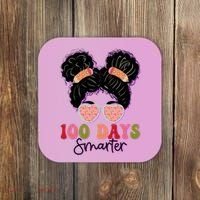 Cute 100 Days Smarter Afro Puff Girl Coaster thumb 0