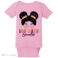 Cute 100 Days Smarter Afro Puff Girl Baby Bodysuit thumb 0