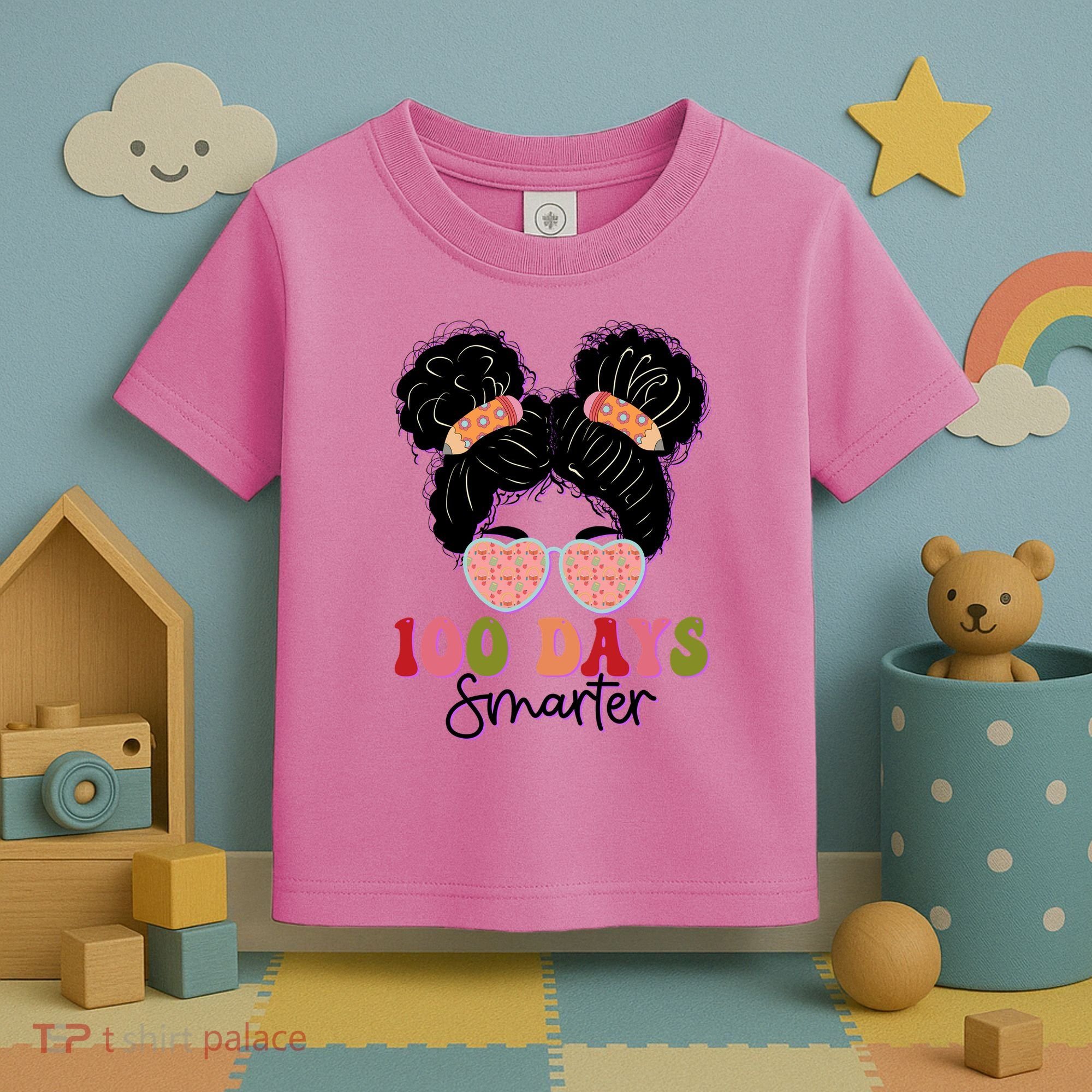Cute 100 Days Smarter Afro Puff Girl Toddler T-Shirt