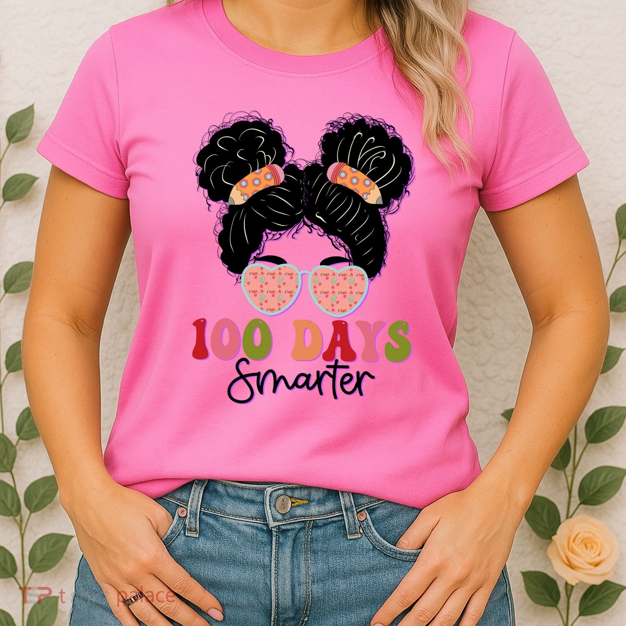Cute 100 Days Smarter Afro Puff Girl Women's T-Shirt