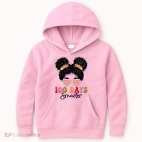 Cute 100 Days Smarter Afro Puff Girl Kids Hoodie thumb 0