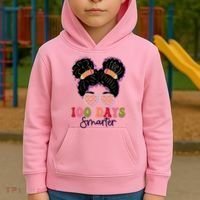 Cute 100 Days Smarter Afro Puff Girl Kids Hoodie thumb 2