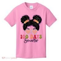 Cute 100 Days Smarter Afro Puff Girl Kids T-Shirt thumb 0