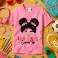 Cute 100 Days Smarter Afro Puff Girl Kids T-Shirt thumb 3