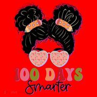 Cute 100 Days Smarter Afro Puff Girl Santa Hat thumb 1