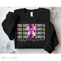 Cute 100 Days Of School Coquette Bow Pencil Sweatshirt thumb 2
