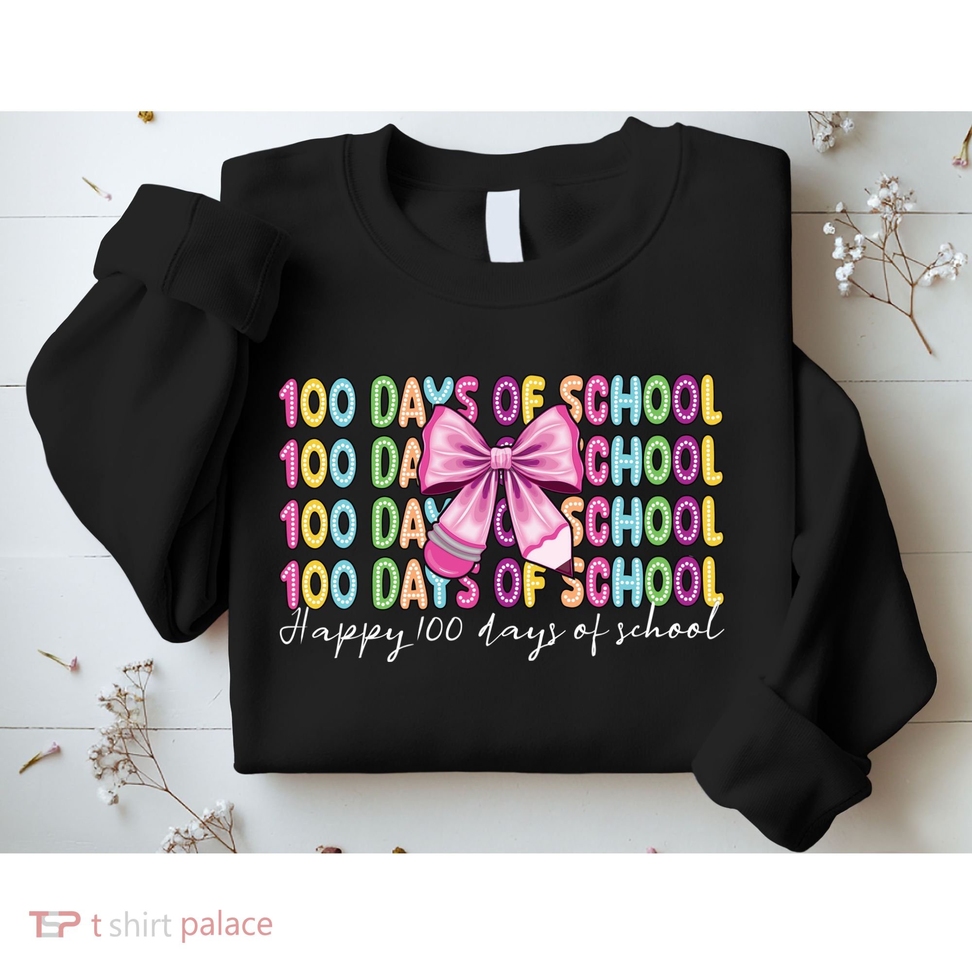 Cute 100 Days Of School Coquette Bow Pencil Sweatshirt