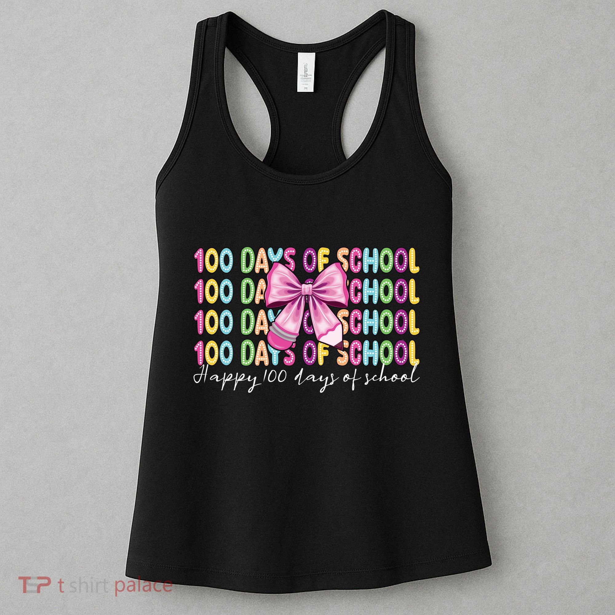 Cute 100 Days Of School Coquette Bow Pencil Women's Tank Top