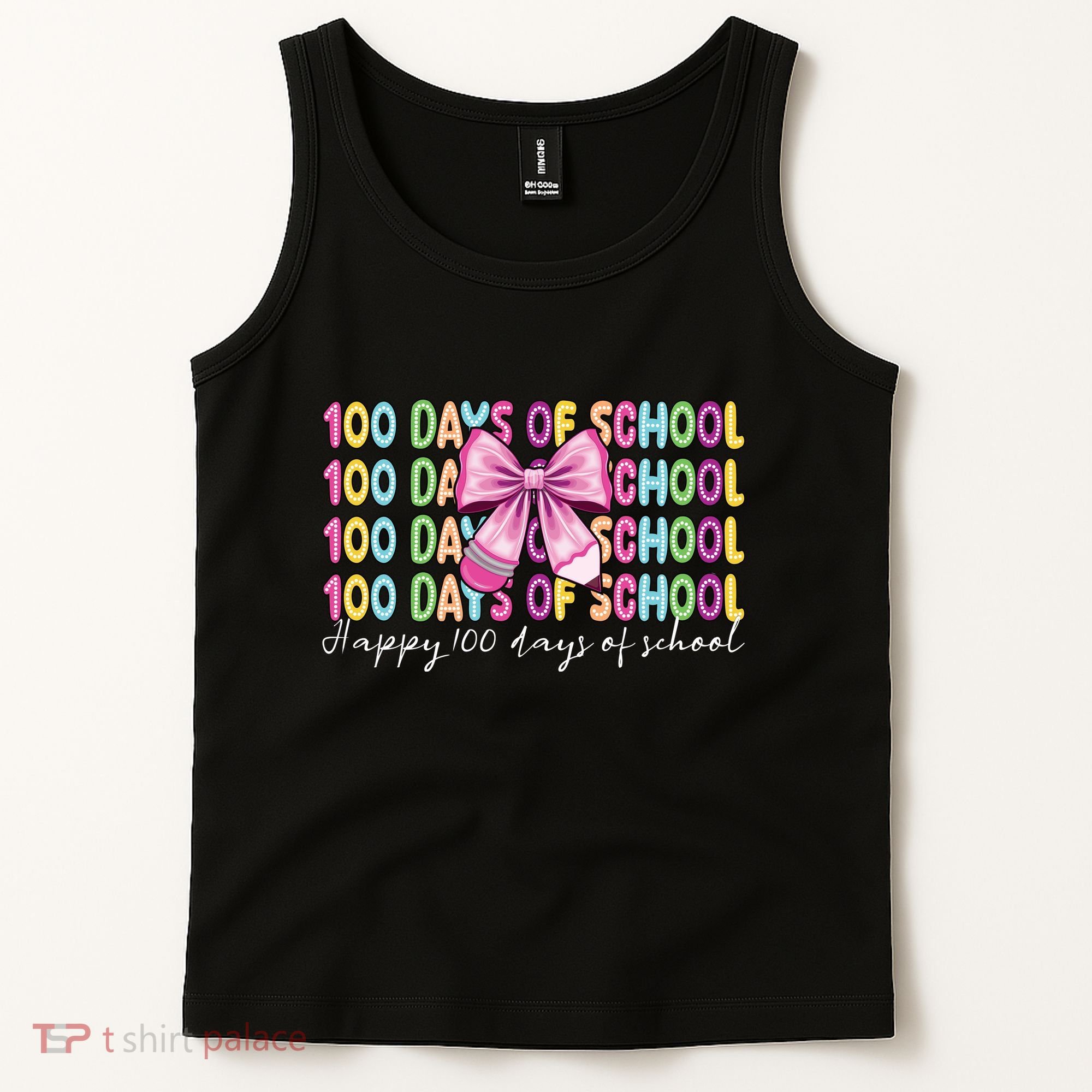 Cute 100 Days Of School Coquette Bow Pencil Tank Top