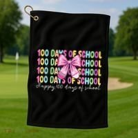 Cute 100 Days Of School Coquette Bow Pencil Golf Towel thumb 1