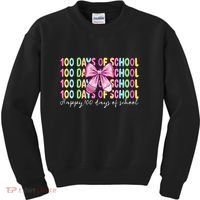 Cute 100 Days Of School Coquette Bow Pencil Kids Sweatshirt thumb 0