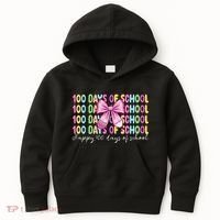Cute 100 Days Of School Coquette Bow Pencil Kids Hoodie thumb 0
