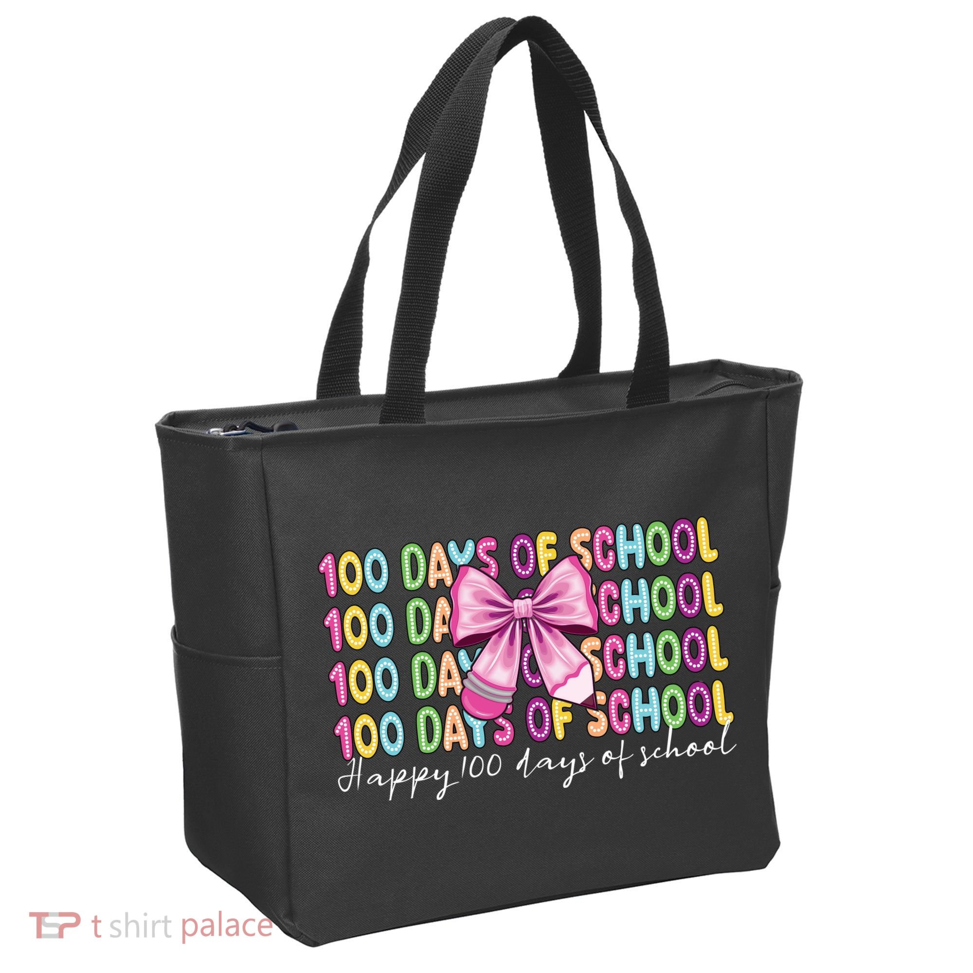 Cute 100 Days Of School Coquette Bow Pencil Tote Bag