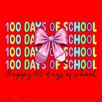 Cute 100 Days Of School Coquette Bow Pencil Santa Hat thumb 1