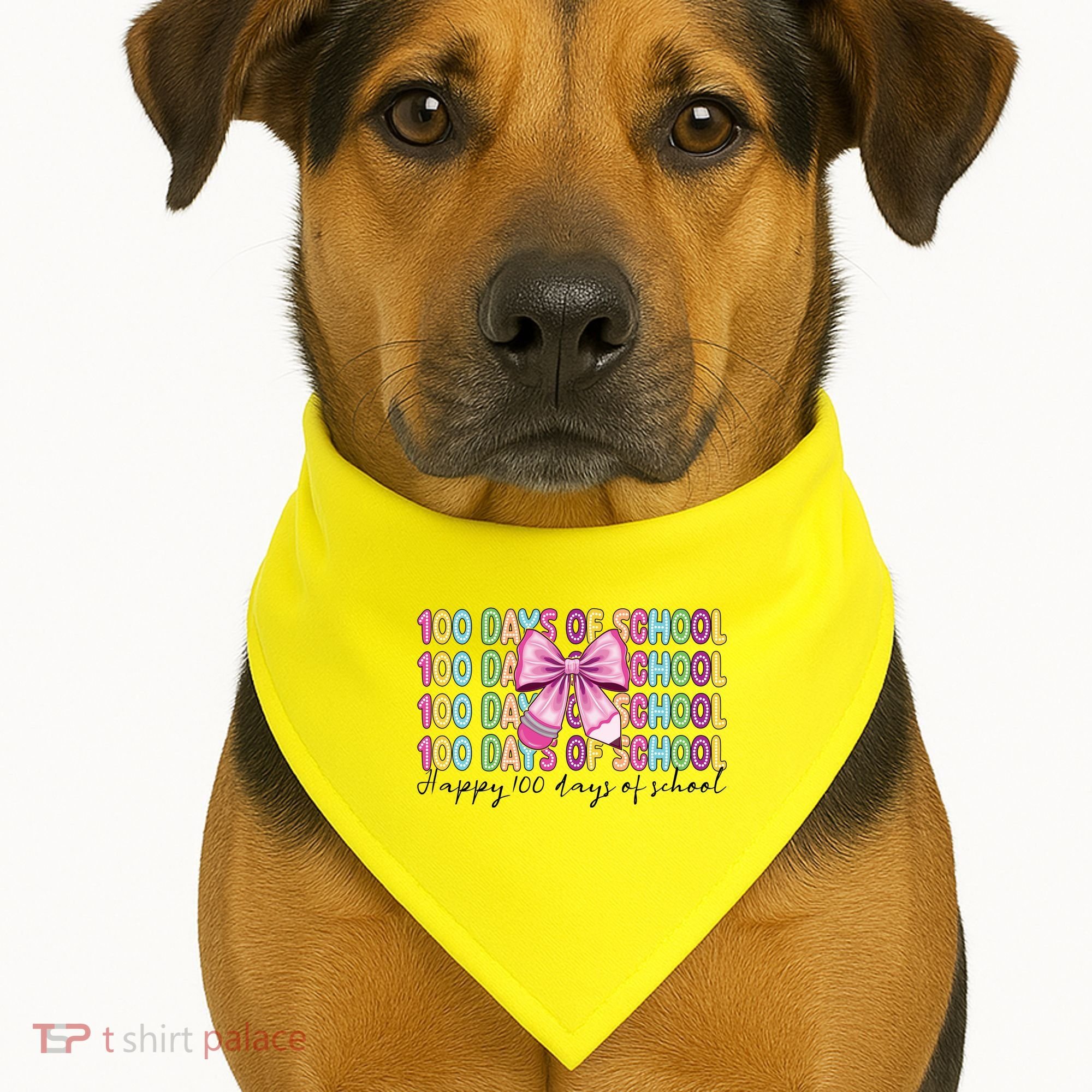 Cute 100 Days Of School Coquette Bow Pencil USA-Made Doggie Bandana