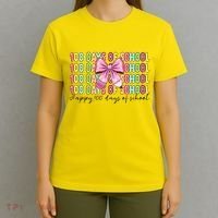 Cute 100 Days Of School Coquette Bow Pencil T-Shirt thumb 4