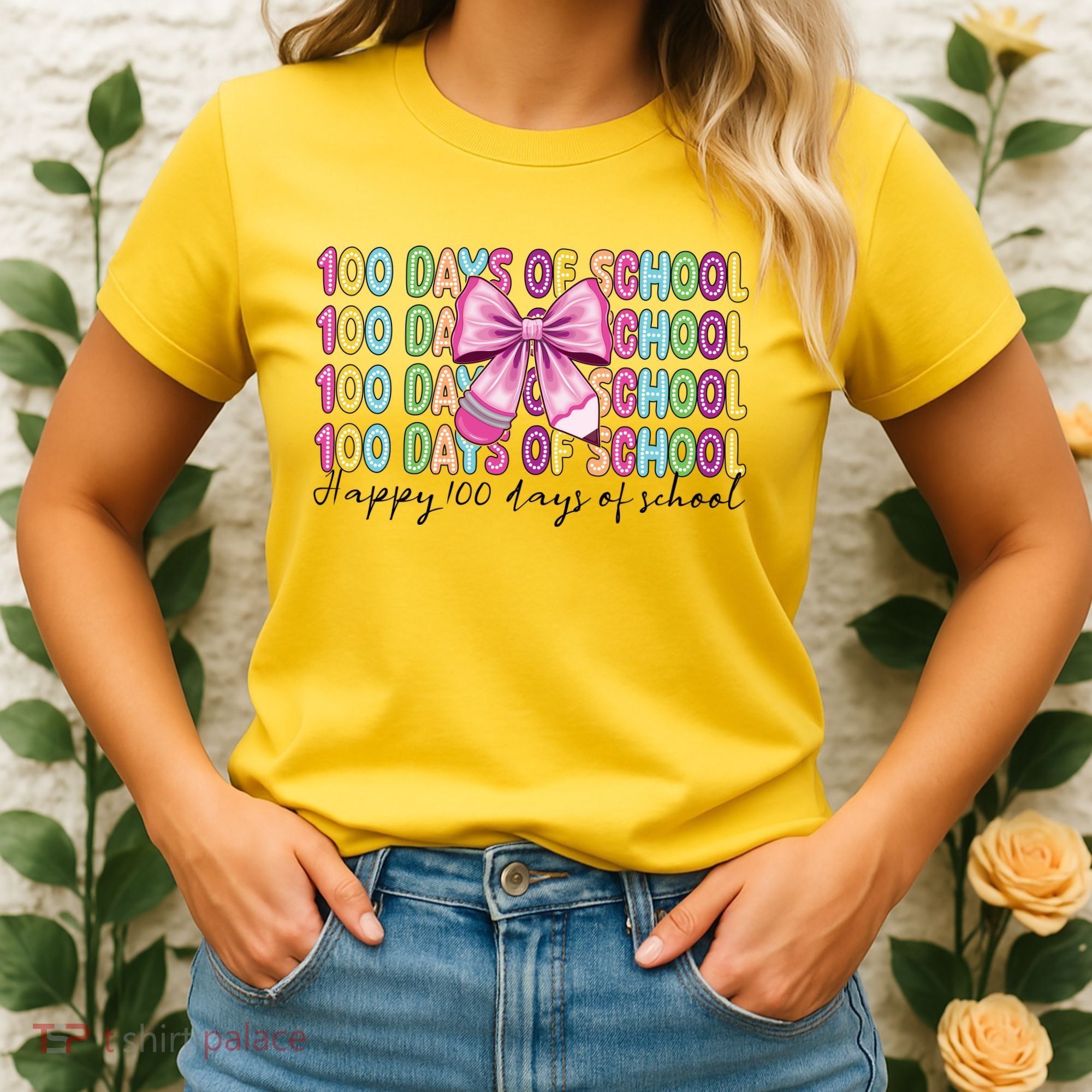 Cute 100 Days Of School Coquette Bow Pencil Women's T-Shirt