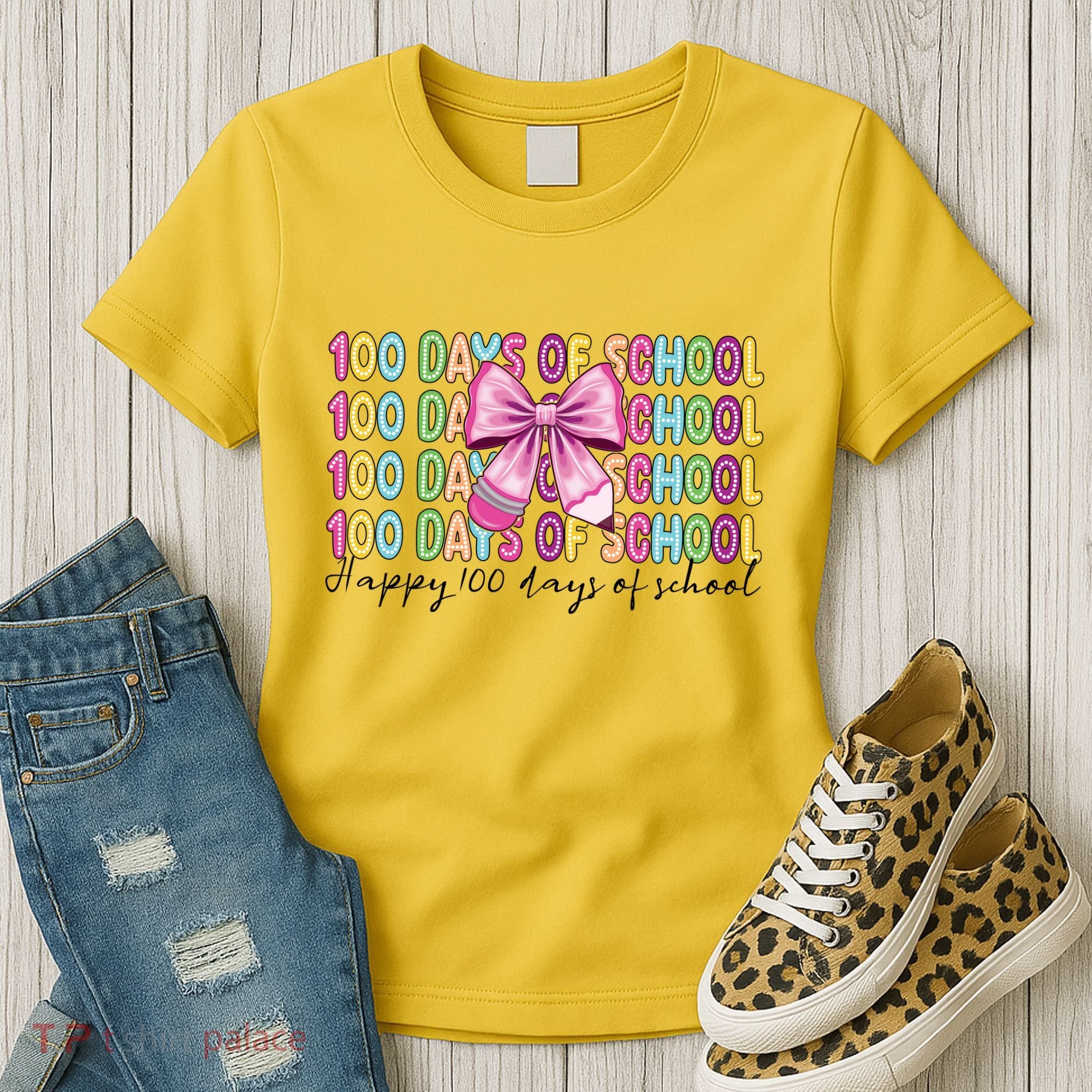 Cute 100 Days Of School Coquette Bow Pencil Women's T-Shirt