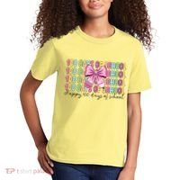 Cute 100 Days Of School Coquette Bow Pencil Kids T-Shirt thumb 2