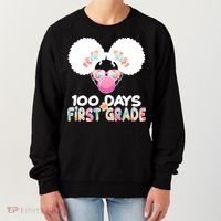 Cute 100 Days Of First Grade Tie Dye Afro Puff Girl Women's Sweatshirt thumb 0