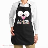 Cute 100 Days Of First Grade Tie Dye Afro Puff Girl Apron thumb 2