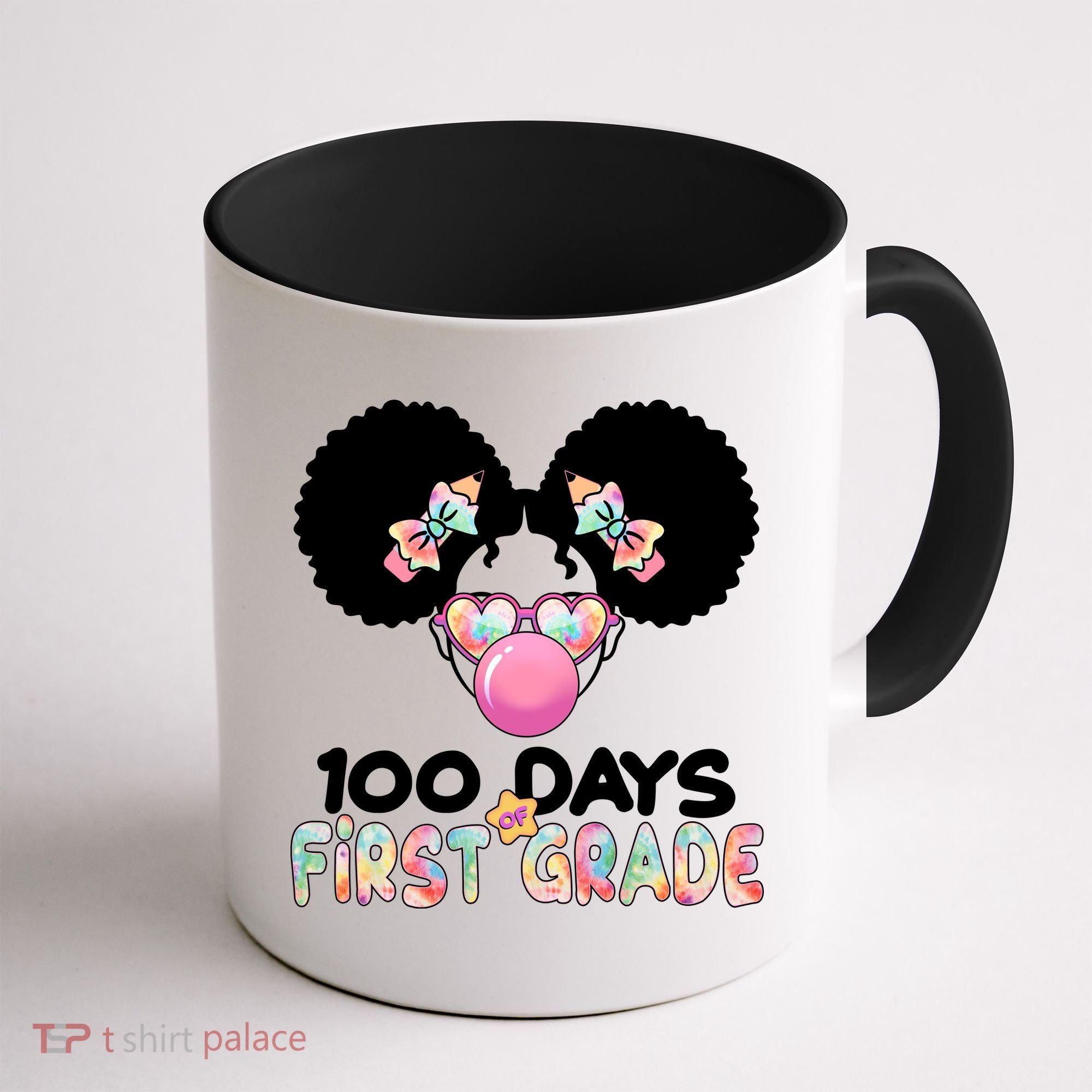 Cute 100 Days Of First Grade Tie Dye Afro Puff Girl Coffee Mug