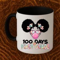 Cute 100 Days Of First Grade Tie Dye Afro Puff Girl Coffee Mug thumb 2
