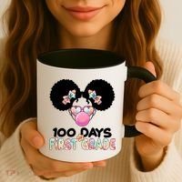 Cute 100 Days Of First Grade Tie Dye Afro Puff Girl Coffee Mug thumb 3