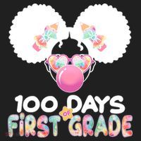 Cute 100 Days Of First Grade Tie Dye Afro Puff Girl Beanie thumb 2