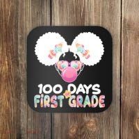 Cute 100 Days Of First Grade Tie Dye Afro Puff Girl Coaster thumb 0