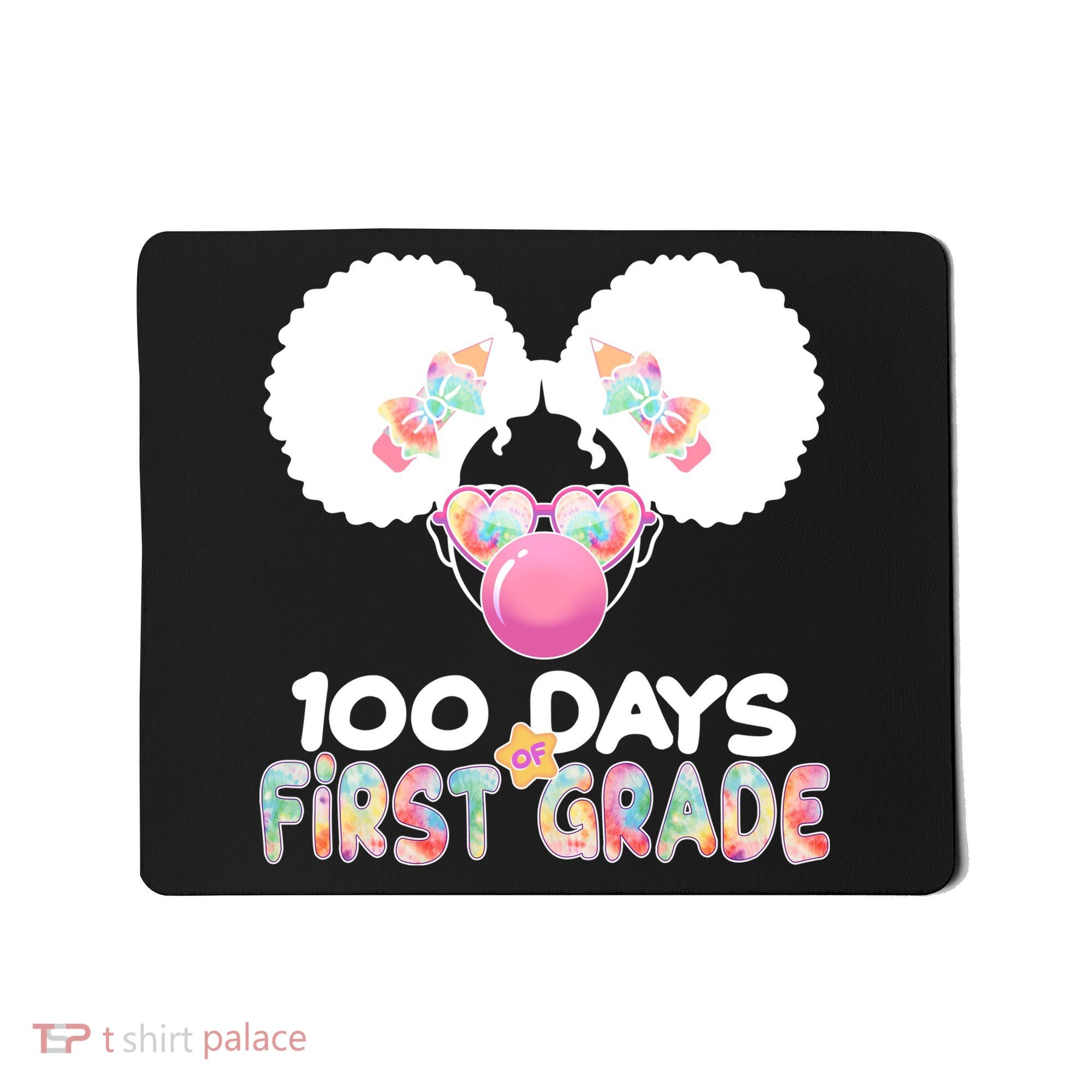 Cute 100 Days Of First Grade Tie Dye Afro Puff Girl Mousepad