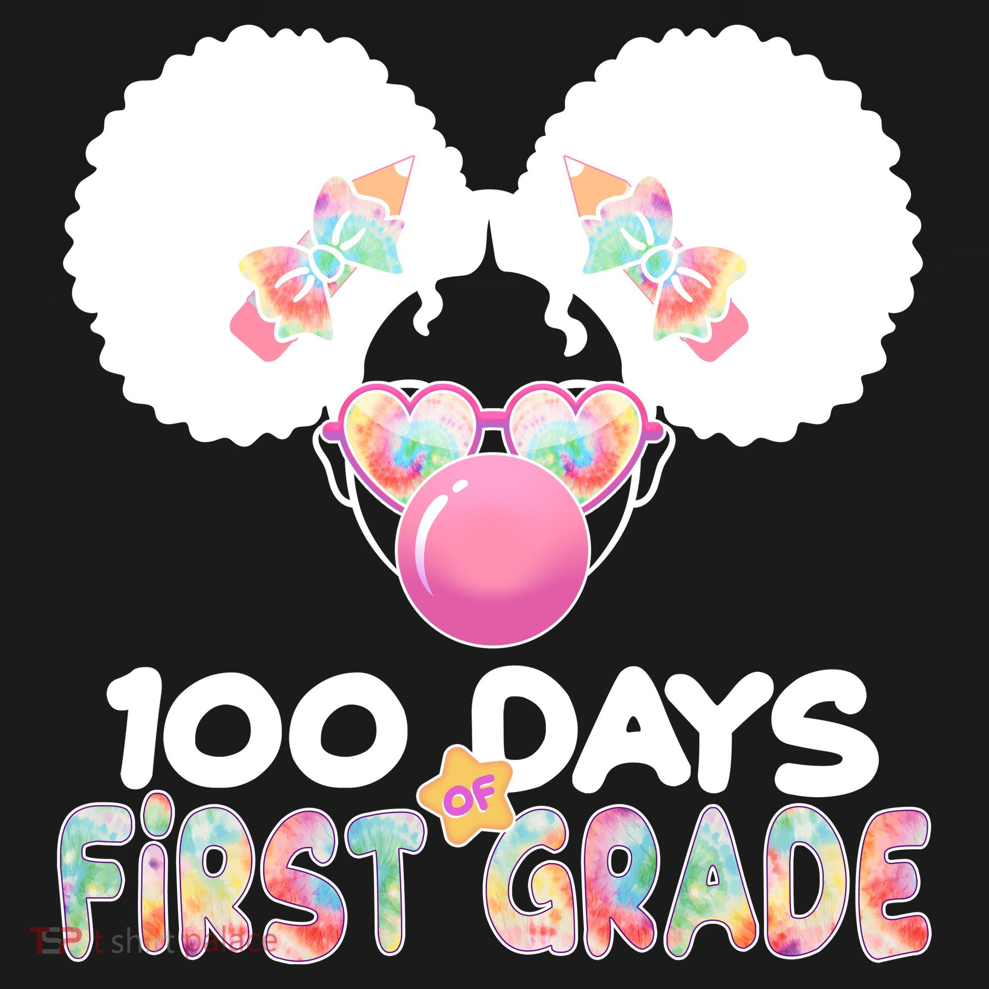 Cute 100 Days Of First Grade Tie Dye Afro Puff Girl Mousepad
