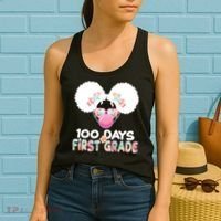 Cute 100 Days Of First Grade Tie Dye Afro Puff Girl Women's Tank Top thumb 2