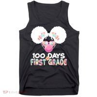 Cute 100 Days Of First Grade Tie Dye Afro Puff Girl Tank Top thumb 0