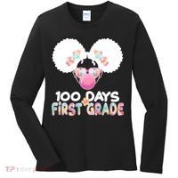 Cute 100 Days Of First Grade Tie Dye Afro Puff Girl Women's Long Sleeve Shirt thumb 0