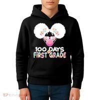 Cute 100 Days Of First Grade Tie Dye Afro Puff Girl Kids Hoodie thumb 4
