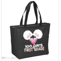 Cute 100 Days Of First Grade Tie Dye Afro Puff Girl Tote Bag thumb 2